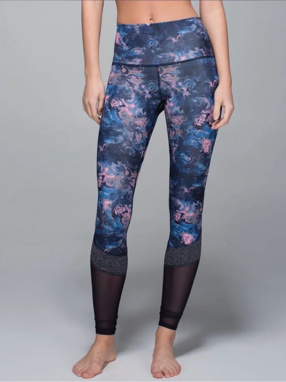 lululemon athletica Blue and Pink Abstract Floral Leggings
